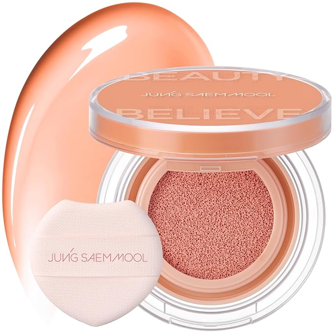 JUNG SAEM MOOL Artist Cushion Blush | Easy to Blend with Puff, Buildable Liquid Blush for Cheeks with a Natural & Dewy Finish, Korean Makeup (Dewy | Peach Nectar)