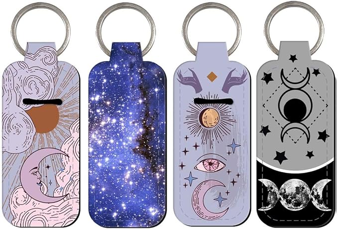 DMLSKY Lip Balm Holder Keychain, Sleeve Pouch for Mini Lipstick, Cute Portable Key Chain Accessories for Lip Gloss