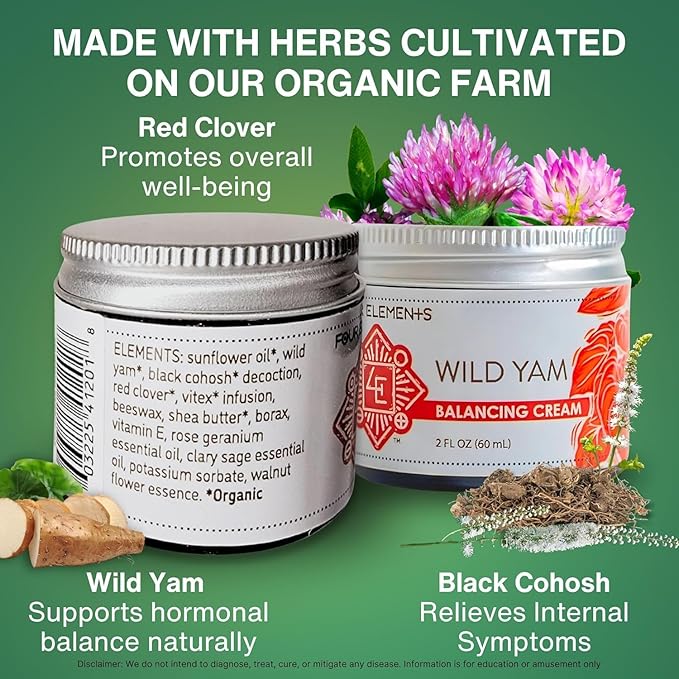 Wild Yam Balancing Cream, 2 x 2 Oz | Award Winning Herbal Cream with Yam Root, Black Cohosh, Red Clover - 2023 International Herb Symposium | USA Made Cruelty free Blend For All Skin Types
