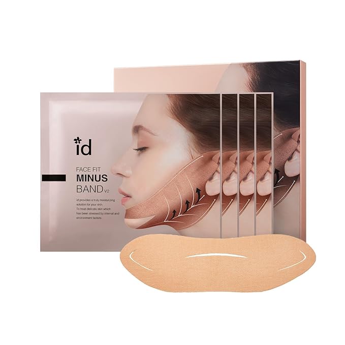 idplacosmetics Face Fit Minus Band V3 (4 Sheets) — Hydrogel Jawline Mask Band for a Contoured, Lifted-Looking V-Line, Collagen, Elastin & Multi-Peptide Complex + Multi-Weight Hyaluronic Acid