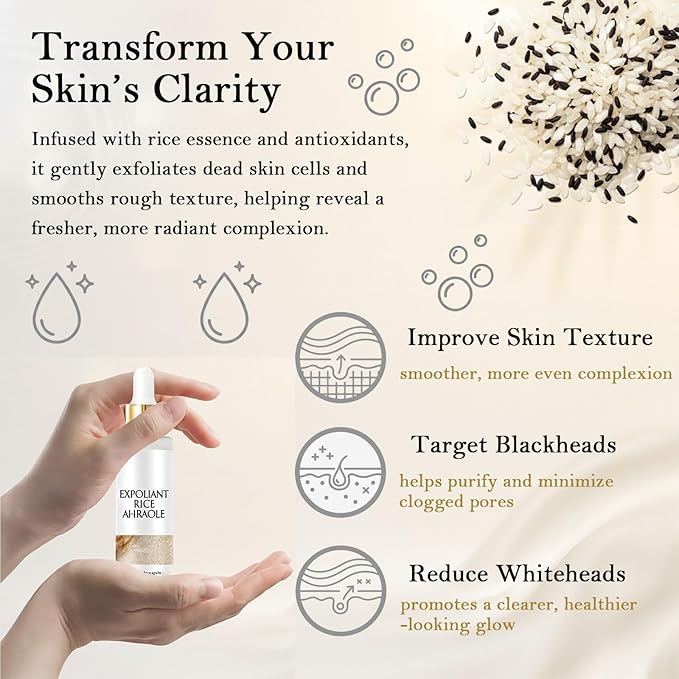 2PCS Peel Shot Glow Rice Ampoule Du,Black & White Rice Peeling Ampoule,Gentle Peel & Pore Minimizing, Soft Exfoliating Face & Body Serum, Suitable for All Skin Types