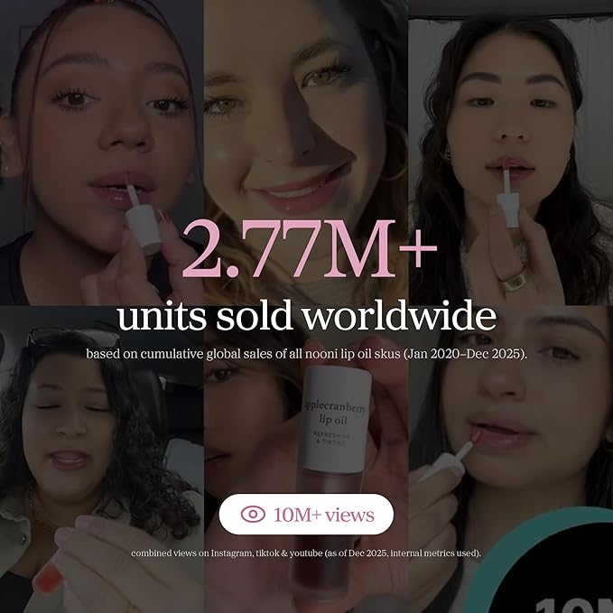 NOONI Korean Lip Oil - Applefig | Long-Lasting, Moisturizing, Plumping, Revitalizing for Dry Lips, Waterproof, No Peel Off, Hydrating, Nourishing Crystal Clear Lip Stain, 0.12 FL Oz