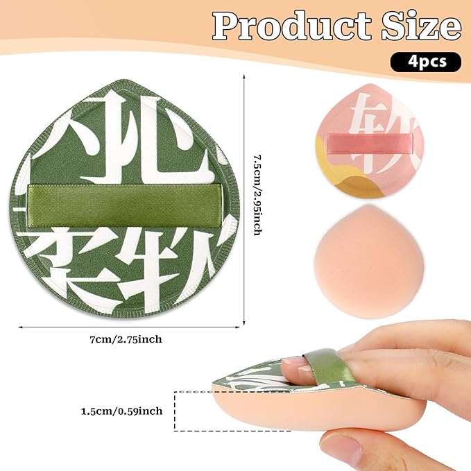 4 PCS Korean Makeup Puff, Soft Makeup Sponges Teardrop Setting Powder Puff Face Cushion Sponge for Foundation Concealer Liquid Cream - Medium