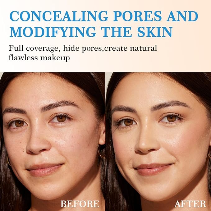 Air Cushion BB Cream, Heart-Shape Cushion Foundation with Mirror, Concealer & Moisturizing Effects Lightweight Buildable Coverage, Blurs Pores, Even Skin Tone Oil-Control Formula, Ivory