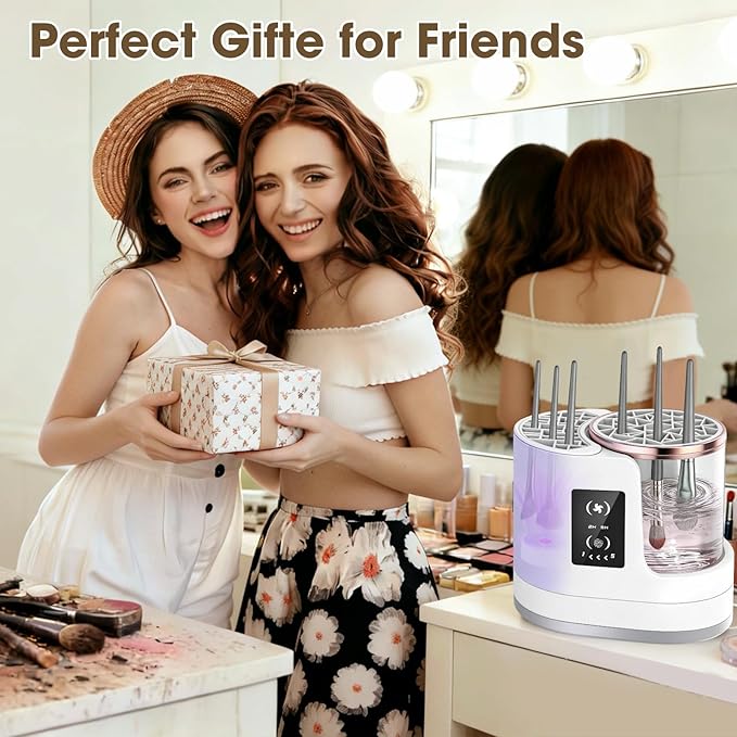 3 IN 1 Electric Makeup Brush Cleaner Machine，Automatic Makeup Brush Cleaner with Cleaning Drying and Storage for All Size Cosmetic Brushes Gifts for Cosmetic Lovers