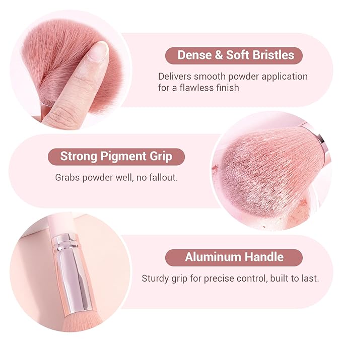MAANGE 30Pcs Professional Makeup Brush Set with Case – Premium Synthetic Brushes for Foundation, Powder, Blush, Eyeshadow & Blending,Pink