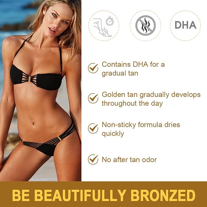 Self Tanner Cream,Natural Plant-Based Formula,Self-Adjusting Color for All Skin Tones,Streak-Free Gradually develops Fake Tan,Sunless Tanner lotion,Bronzing Body Cream For Woma & Man,Fair to Dark