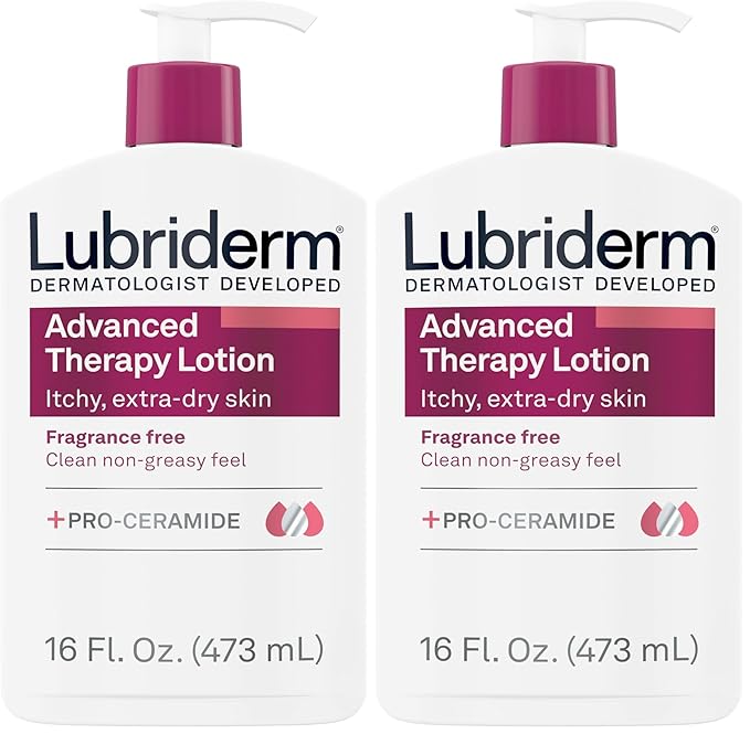 Lubriderm Advanced Therapy Fragrance Free Moisturizing Hand & Body Lotion + Pro-Ceramide with Vitamins E & Pro-Vitamin B5, Intense Hydration for Itchy, Extra Dry Skin, Non-Greasy, 16 fl. oz