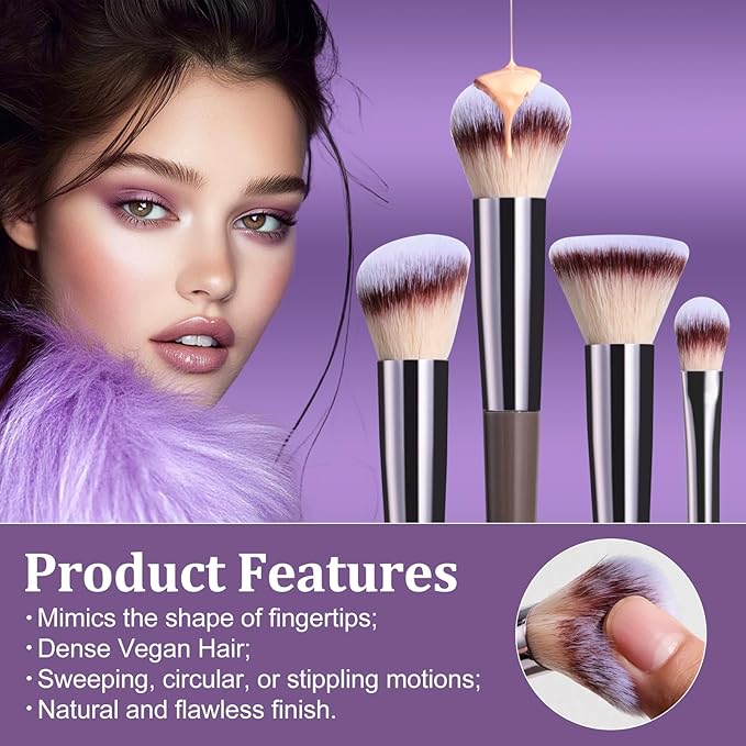 BS-MALL Makeup Brushes Set 23 Pcs with Finger Sponge – Essential Tools,travel set