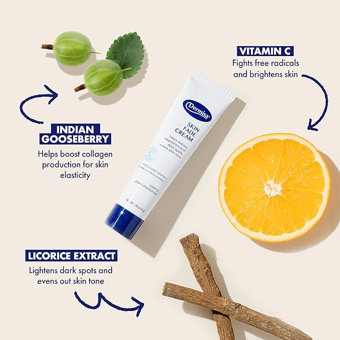 Dermisa Skin Fade Cream with Vitamin C, Licorice and Emblica - Dark Spot Corrector and Face Moisturizer for Sun Spots, Age Spots and Freckles - 1.78 Oz, Pack of 2