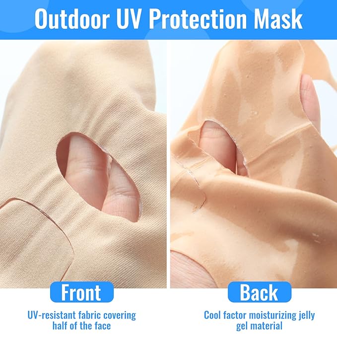 5-Piece Golf Sunscreen Patch, UV Protection Mask for Face Care, Hydrating Gel Cool Face Mask, Sun Protection UV Stickers, Suitable for Outdoor Sports, Cycling, Mountain Climbing
