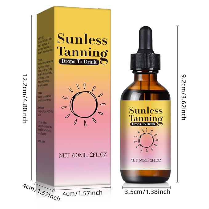 Sunless Tanning Drops to Drink, 60ML Promotes Skin Health and Pigmentation, Natural Sunless Self Tanner for Radiant Skin Tone, Nourishing And Moisturizing, No Sun Exposure Needed - 1 PCS