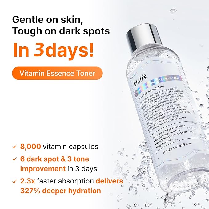 DearKlairs Freshly Juiced Vitamin Set with Vegan PDRN Toner, Clay Mask Cleanser, Toner Pads 80 ea