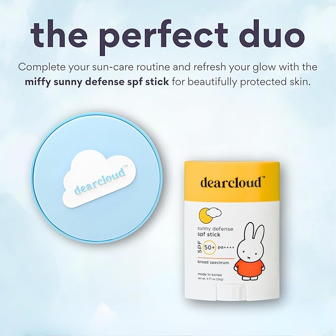 dearcloud Dear Sun Perfecting SPF Cushion – Color Adapting Sunscreen, Korean Sunscreen SPF 50+ (.53 oz)