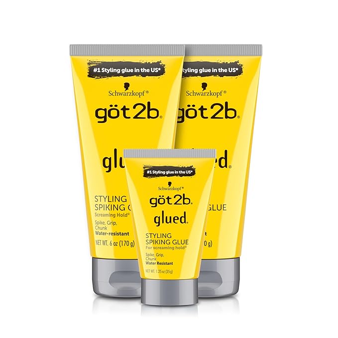 Got2B Glued Styling Spiking Hair Gel 2-6 oz tubes + 1 Travel 1.25 oz tube,(Pack of 12)