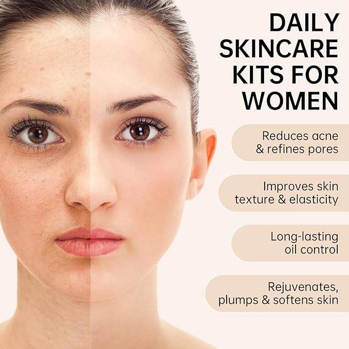 Collagen Skin Care Set, Anti Aging Skincare Gift Set for Wrinkles & Fine Lines, Shrink Pores, Hydrate & Firm Skin, 6 Pcs Skincare Kits for Women with Cleanser, Toner, Lotion, Serum, Cream, Eye Cream.