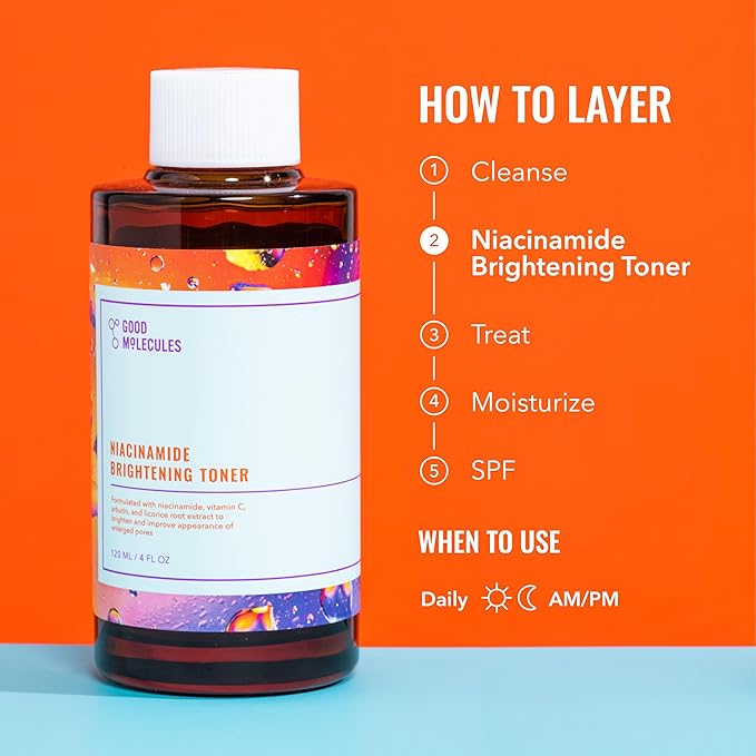 Good Molecules Niacinamide Brightening Toner Pack 2 – 120 ml / 4 fl oz Each | Facial Toner with Niacinamide & Arbutin for Even-Looking Skin