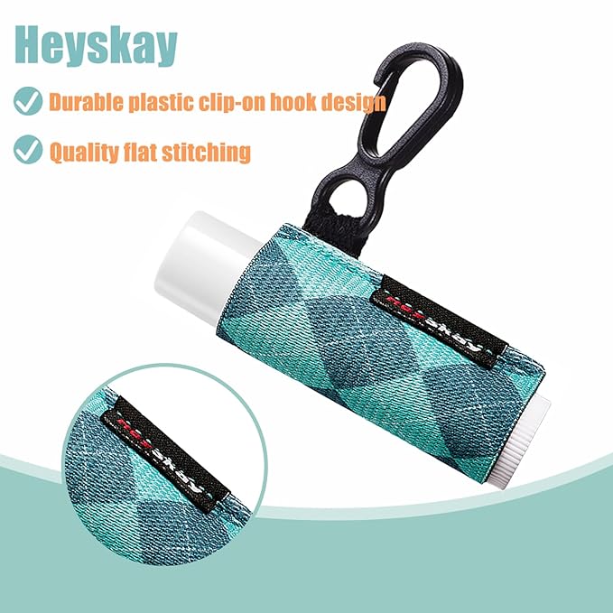 HEYSKAY 3PCS Lip Balm Holder Sleeves Keychain Chapstick Holder Keychain Lip Gloss Holder Keychain Chapstick Elastic Sleeves(Black/Color strip/Geometrical pattern)