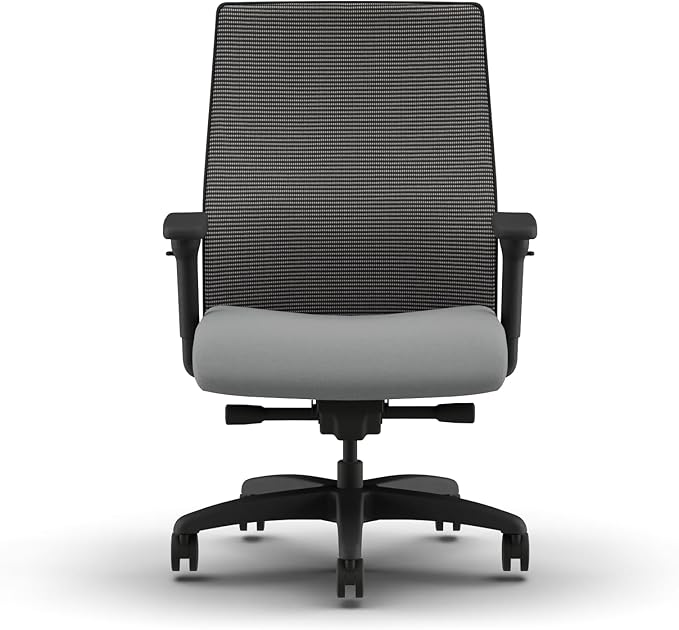 HON Ignition 2.0 Big and Tall Office Chair, 450lbs Weight Capacity, Extra Wide Seat, Tilt Recline, Swivel Wheels, Heavy Duty Office Chair, Comfortable for Long Hours, Black Frame, Ash