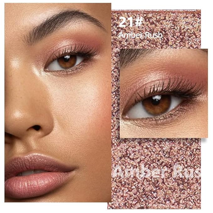 Glittler Singe Eye Shadow Palette Makeup, Amber Rush Brown Sparkle Monochrome Eyeshadow, Mini Singe Pressed Pigmented Waterproof Sombras Para Ojos, Vegan, Talc, Paraben & Cruelty Free, 21