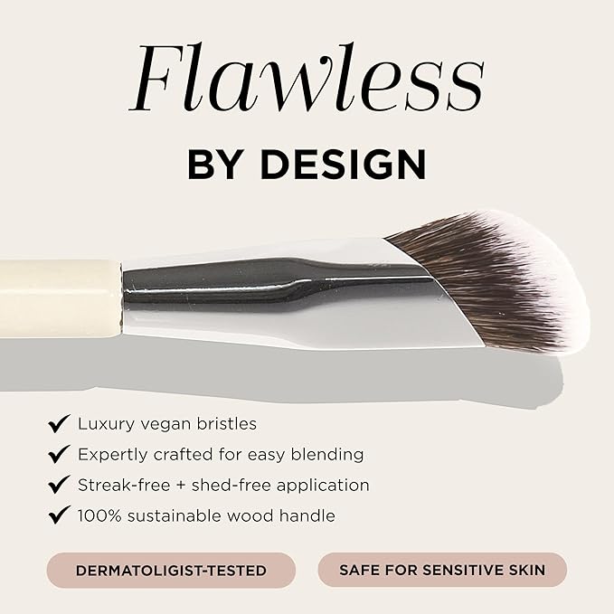 HALEYS Beauty Concealer Makeup Brush for Under Eye & Face Makeup, Precision Flat Brush for Cream, Liquid & Powder Make Up, Seamless Blending, Targets Under Eyes and Blemishes, Vegan & Cruelty Free
