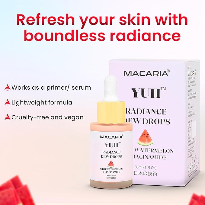 YUII Dew Drops Glow Toner Brightens and Nourishes Skin - Facial Toner and Serum Formula with Watermelon (Japanese Recipe)
