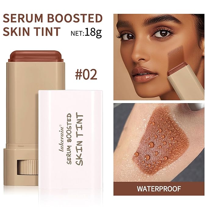 Beauty Balm Serum Boosted Skin Tint, Foundation Makeup Stick Hydrating Tinted Moisturizer, Lightweight and Buildable Solid Tinted Hydrating Serum Foundation Contour Stick, Natural Finish(02#)