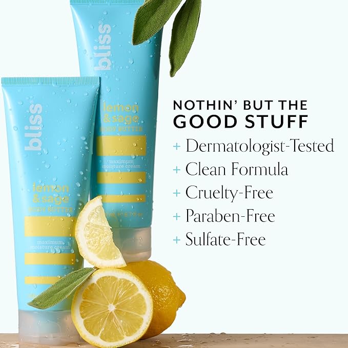 Bliss Block Star SPF 30 + Lemon & Sage Body Butter Duo | Sun Protection & Nourishing Body Moisturizer for Post Sun Skin Care