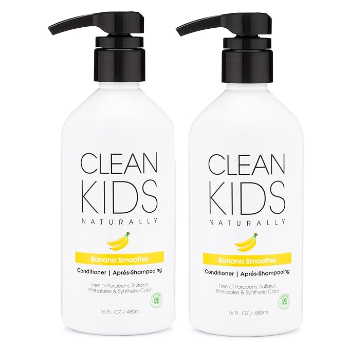 Clean Kids Naturally Conditioner, All-Natural, Gluten-free, Vegan, and Cruelty-free, Paraben-Free, EWG Verified, 16 oz (Pack of 2)