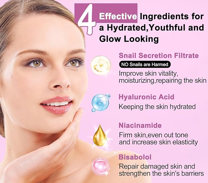Skincare Set,4 Pcs Skin Care Beauty Gift Set for Women Teen Grils,Moisturing Repairing Soothing Anti-Aging Snail Mucin Facial Skin Care Routine Kit for Dry & Dull Skin,Skincare Gift Set Women