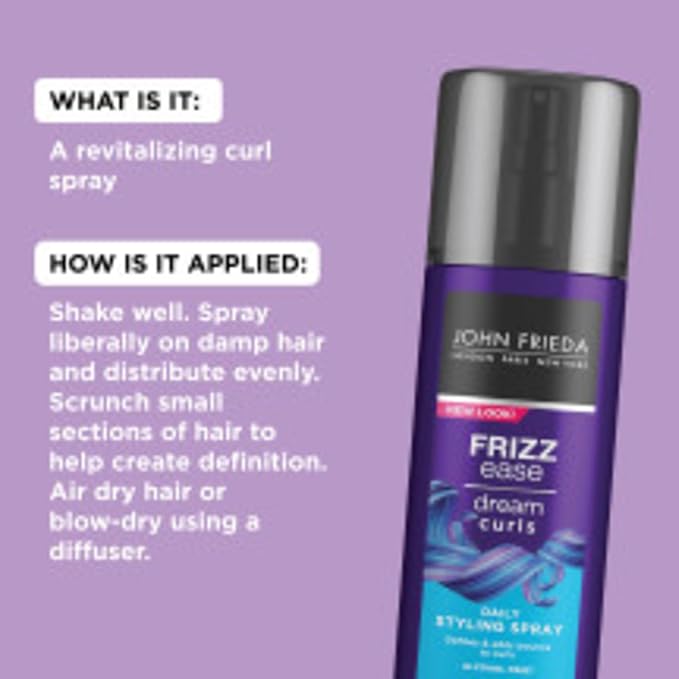 John Frieda Anti Frizz,Frizz Ease Dream Curls Daily Styling Spray for Curly Hair,Magnesium-enriched Formula,6.7 Oz,(Pack of 6)