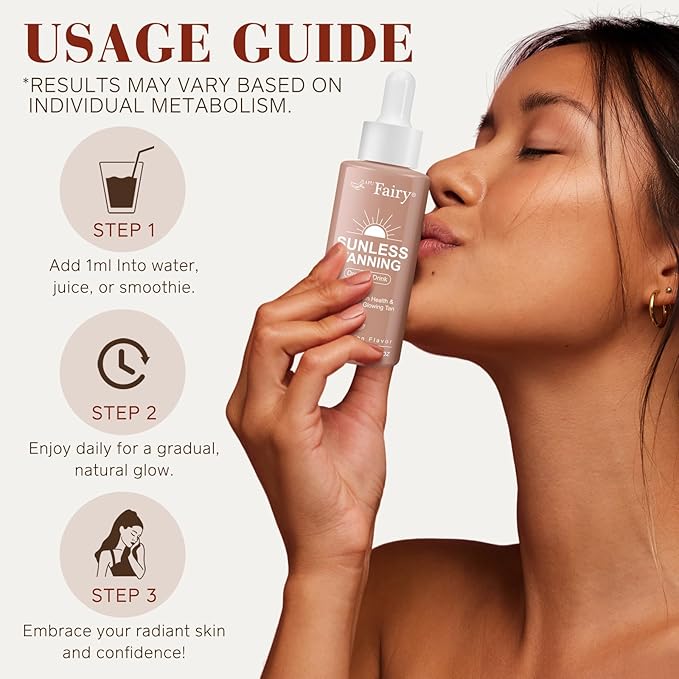 Tanning Drops to Drink for Face & Body - Natural Sunless Tanning Drops with Enhancing Your Natural Skin Tone, for All Skin Types