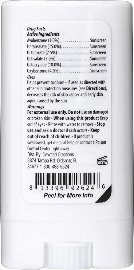 Devoted Creations Tattoo Fade Protection Stick with SPF 50+ UVA-UVB Protection, Water Resistant, Non-Greasy with Shea Butter .49oz (Pink/Blue)
