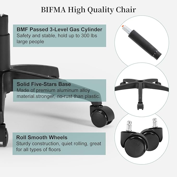 Ergonomic Office Chair Comfy, Mesh Desk Chair with Flip up Armrests, Swivel Computer Desk Chair with Adjustable Lumbar Support and Height for Home Office, 300 lbs Capacity