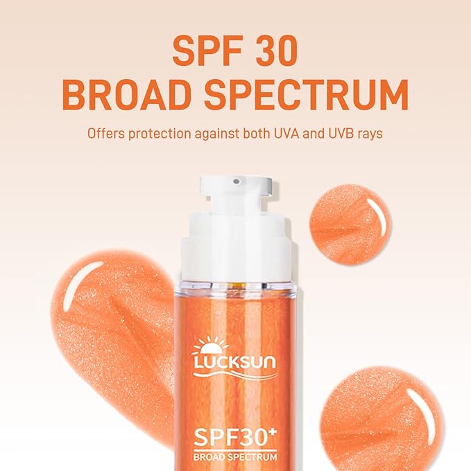 SPF 30 Sunscreen Body Glow Oil – Rose Gold Mica & Coconut Oil, Broad Spectrum Water Resistant Moisturizer, Lightweight Shimmer for Beach & Daily Use(Rose)