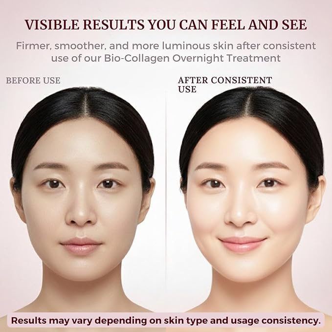 Korean Overnight Collagen Face Mask (4 PACKS) - Hydrating Deep Collagen Mask for Women - Anti-Aging Bio-Collagen Real Deep Mask - Glass Skin Facial Treatment