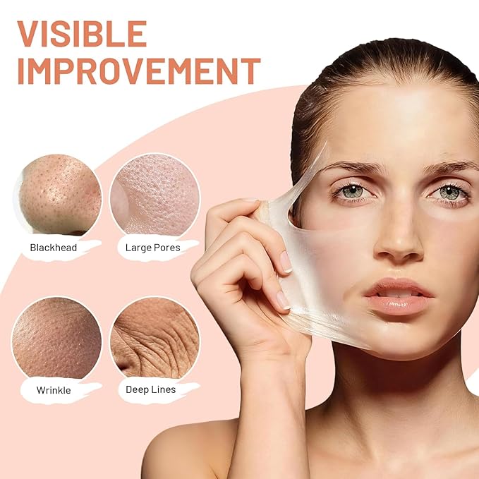Collagen Peptides Night Wrapping Face Mask 5.07 oz – Overnight Peel-Off Face Mask with Hyaluronic Acid & Vitamin E – Hydrating & Elasticity Korean Skincare for Glass Skin Radiance