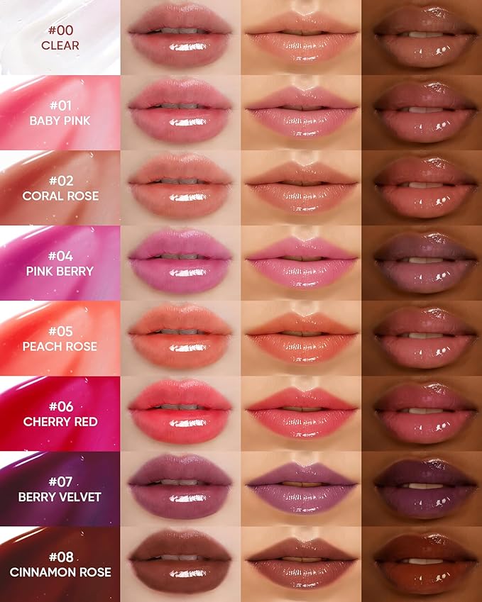 Peptide Brightening Lip Serum, Hydrating & Plumping Tinted Lip Gloss, Moisturizing Lip Balm with Polypeptides & Squalane for Glossy Sheer, Smooth Lips(06 Cherry Red)