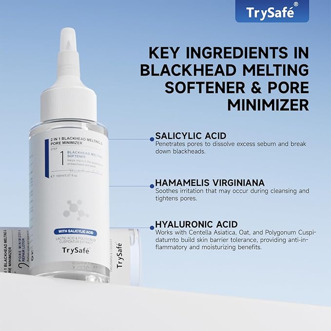 2 in 1 PDRN & Calcium BlackHead Melting & Pore Minimizer, 10.15 fl oz | 60 Skin Wrap Cotton Pads, Melts Sebum,Tightening Pores, Oil Control + Moisturizing | Hyaluronic, Salicylic acid, Korean Skincare