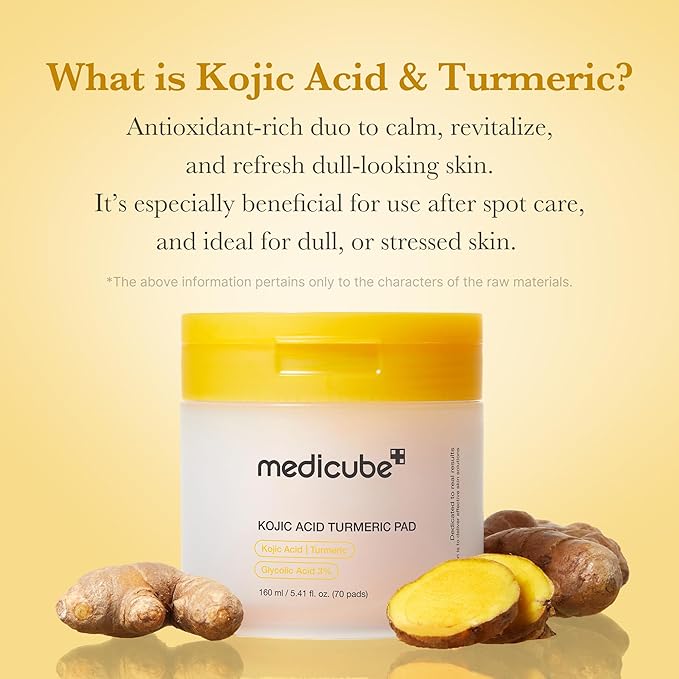 medicube Peel & Wipe Clarifying Duo: Turmeric Peel Shot & Kojic Acid Toner Pads | Gentle Exfoliation & Texture Refining Routine | Ideal for Soothing, Balancing, Smoothing Uneven Skin Tone & Texture