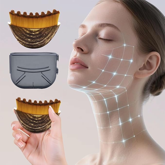 2 PCS Lymphatic Contour Face Brush – Lymphatic Drainage Massager for Face, Chin & Jawline Sculpting, Anti-Puffiness Dry Brushing Tool with Ergonomic Design & Soft Bristles for All Skin Types