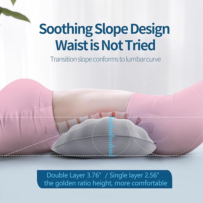 RESTCLOUD Adjustable Lumbar Support Pillow for Sleeping Memory Foam Back Support Pillow for Lower Back Pain Relief and Sleeping, Lumbar Support Pillow for Bed and Chair