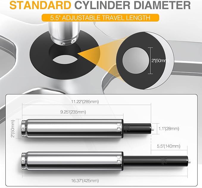 Office Chair Cylinder Replacement, Heavy-Duty Office Chair Replacement Parts Gas Lift Cylinder, Highest End Class 4 Hydraulic Pneumatic Shock Piston, Universal Size Fits Most Chairs