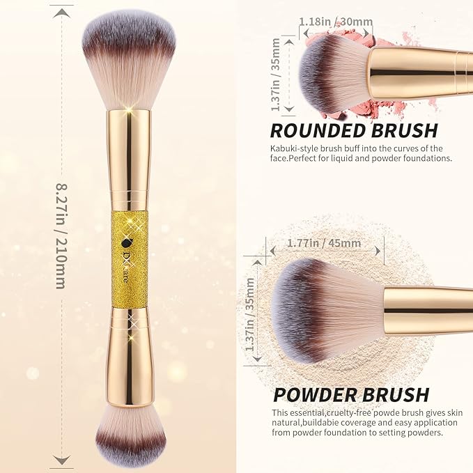 DUcare Dual-Ended Cream + Powder Brush,2-in-1 Foundation Makeup Brush For Creating A Gorgeous, Airbrushed-looking Complexion, Vegan & Cruelty-free