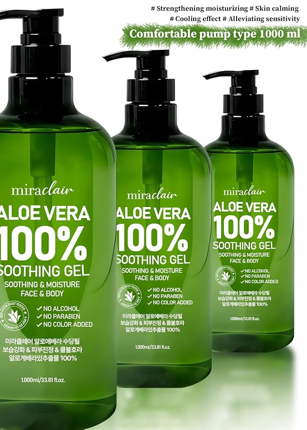100% Pure Aloe Vera Soothing Gel – Aloe Vera Gel 1000ml, Moisturizing & Calming Skin Care for Face & Body Hair 33.81 fl oz