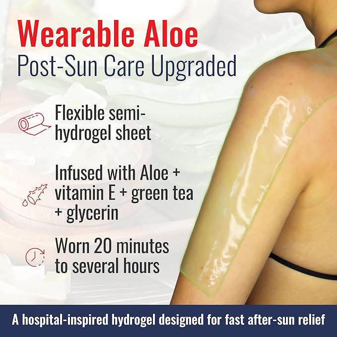 TermaBurn Aloe Wrap for Sunburn Relief – Hydro-Gel Aftersun Treatment with 100% pure aloe vera Gel | Second Skin aloevera gel for burns and peeling irritation | Great for Tattoo Aftercare and Sun Care