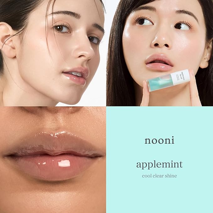 NOONI Korean Lip Oil - Applemint | Long-Lasting, Moisturizing, Plumping, Revitalizing for Dry Lips, Waterproof, No Peel Off, Hydrating, Nourishing Crystal Clear Lip Stain, 0.12 FL Oz