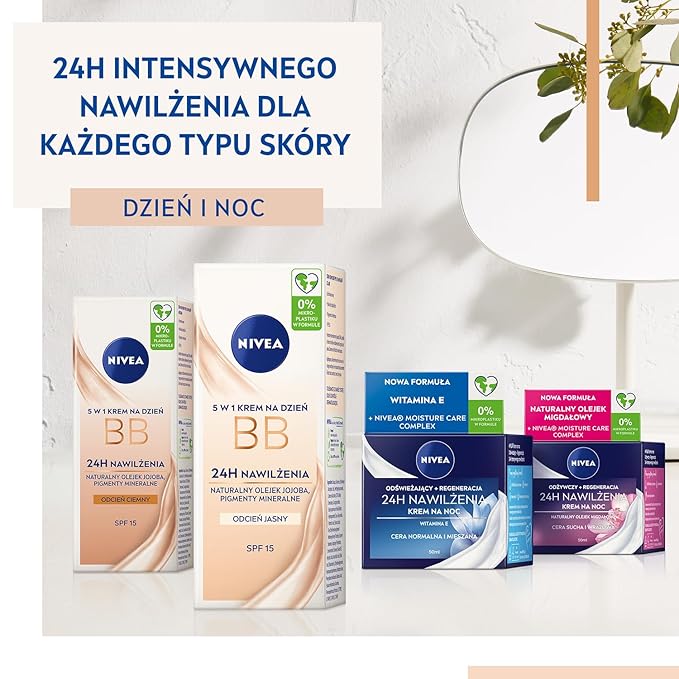 NIVEA BB Cream 5-in-1 Hydrating Day Cream with Mineral Pigments & Jojoba Oil, Light Skin Tone 50 ml – Covers, Evens, Brightens, Moisturises & Nourishes Skin in One Step