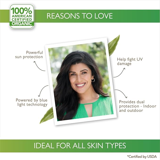 Organic Harvest Sunscreen SPF 60 For All Skin Type | For Women & Men with Blue Light Technology, Protects From Harmful UVA & UVB Rays | 100% American Certified Organic, Sulphate & Paraben Free - 100gm