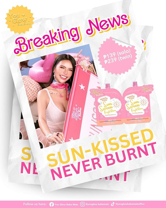 You Glow Babe Beauty White Sunscreen Bright Glow with Sea Buckthorn SPF 50 PA+++ (Twin Pack 25g)